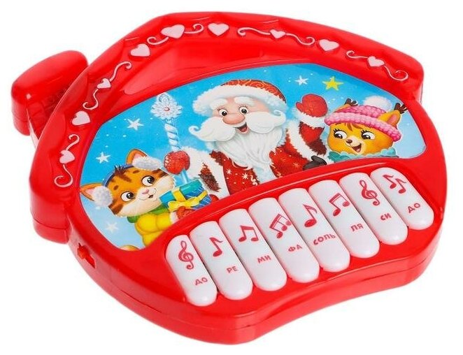 Музыкальная игрушка-пианино «Новый год», 16 весёлых песенок, работает от батареек
