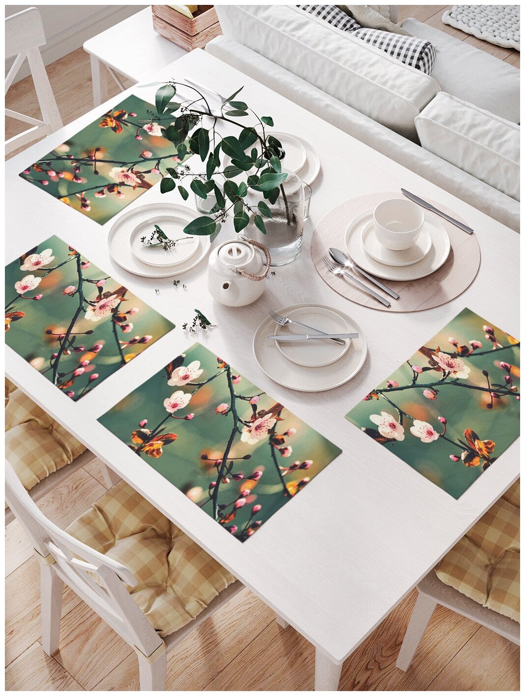 Комплект салфеток JoyArty "Весенние цветы" для сервировки стола (32х46 см, 4 шт.)