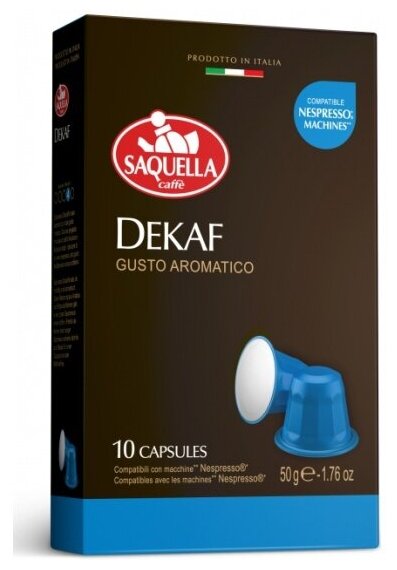 Кофе в капсулах Saquella bar Italia Dekaf / Бар Италия Декаф / для кофемашин Nespresso 10 капсул по 5,5 гр - фотография № 2