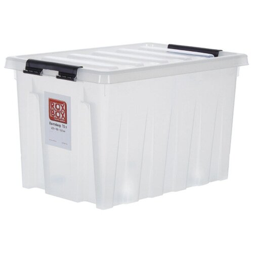 Контейнер Rox Box 60х40x36 см, 70 л, прозрачный пластик с крышкой с роликами