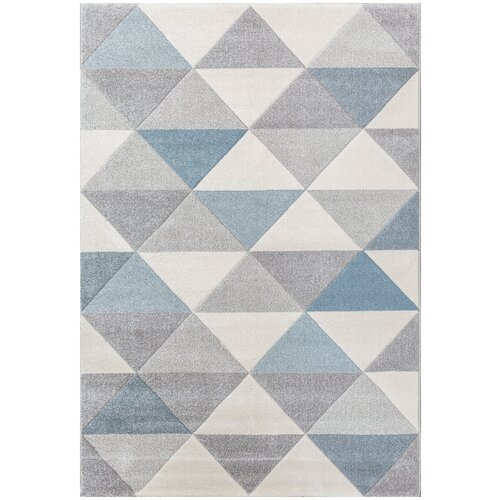 Ковер на пол в спальню, гостиную серый, голубой 1,4 на 2 м Soho 1603-16811