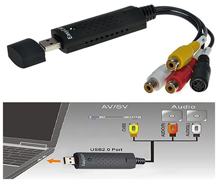 Оцифровщик видеокассет Easy CAP USB 2.0 для ОС Win 2000, XP7/8/10/Vista, MAC