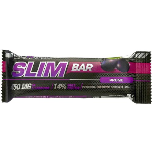 Батончик энергетический Ironman Slim Bar, с L-карнитином, чернослив, темная глазурь, 50 г батончик slim bar с l карнитином чернослив тёмная глазурь 50 г