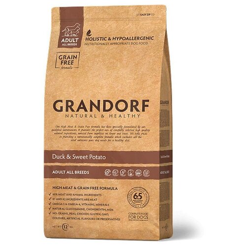 Корм сухой Grandorf утка с картофелем для взрослых собак всех пород, 12 кг