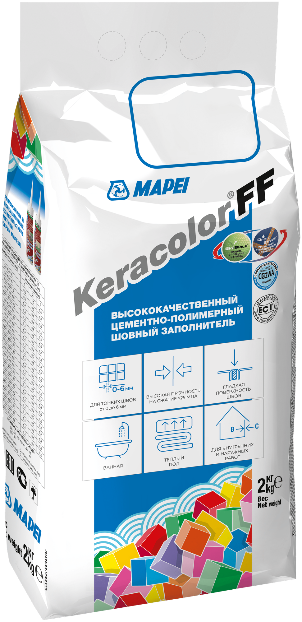 Цеметная затирочная смесь MAPEI KERACOLOR FF № 132 цвет "Бежевый 2000" ,2 кг