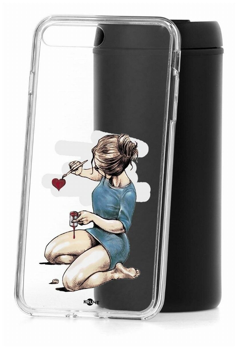 Чехол для iPhone 7 Plus/8 Plus Kruche Print Рисуя любовь,противоударная пластиковая накладка с рисунком,защитный силиконовый бампер с защитой камеры