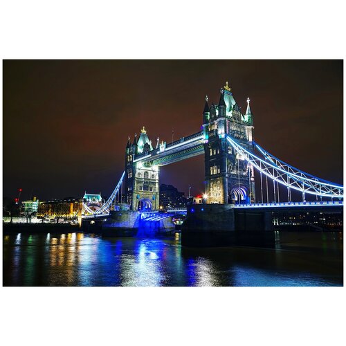 Фотообои Уютная стена Великобритания, Англия, Тауэрский мост через реку Темза ночью 410х270 см Виниловые Бесшовные (единым полотном) фотообои уютная стена великобритания англия тауэрский мост через реку темза ночью 410х270 см виниловые бесшовные единым полотном
