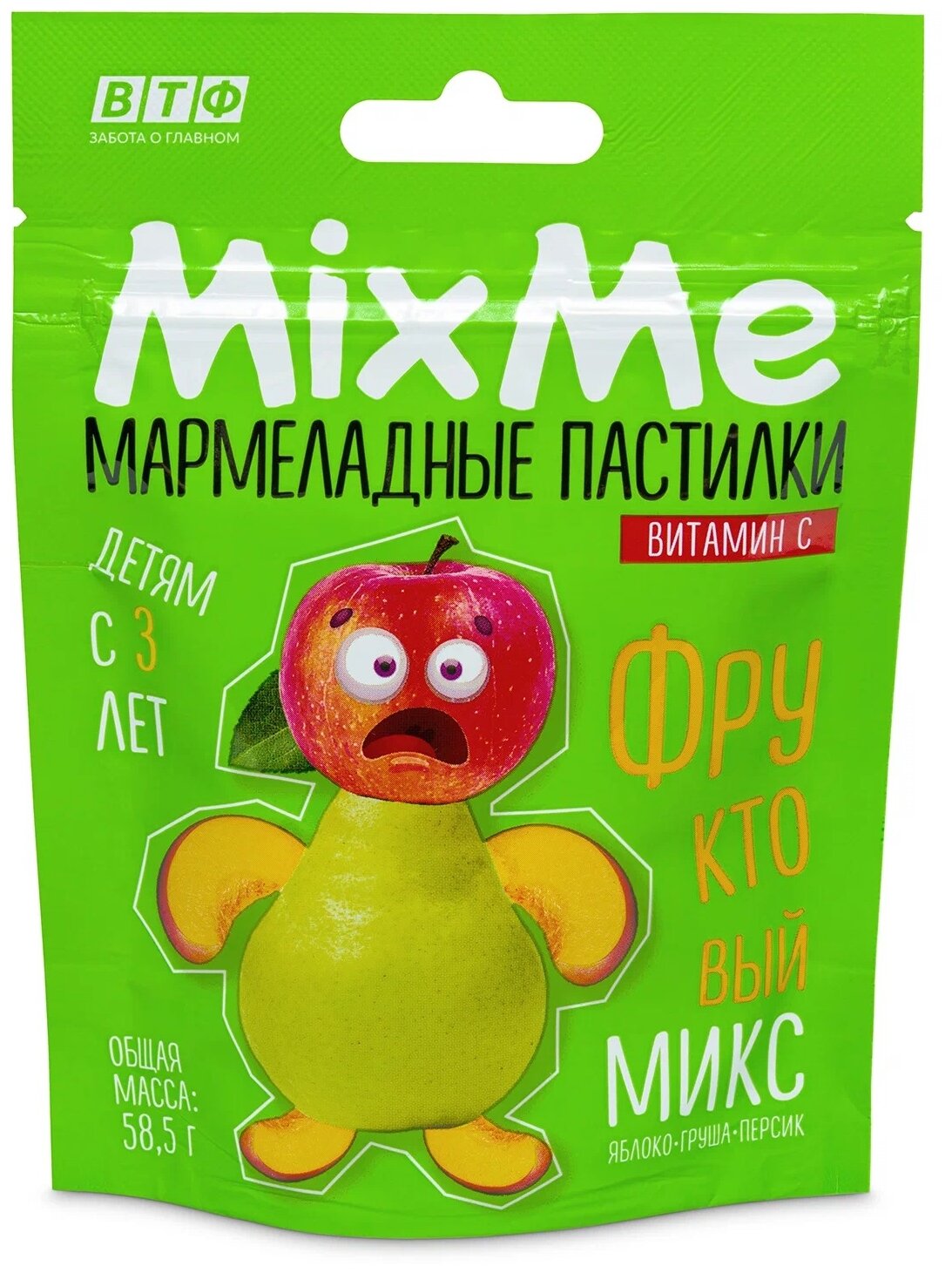 ВТФ MixMe Витамин С мармелад фруктовый микс (яблоко, персик, груша), 58,5 г.