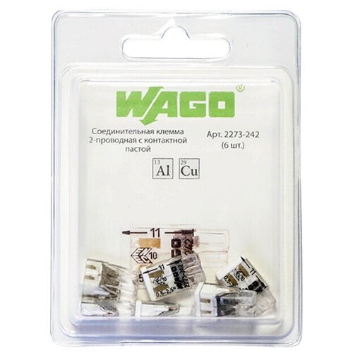 влагозащитный корпус клеммы wago максимальная защита от воды ip68 набор 7 Клемма соединительная WAGO, 2-х проводная, с пастой, 0,5-2,5 кв. мм, 6 шт