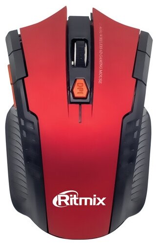 Мышь беспроводная RITMIX RMW-115 Red,Разр:800/1200/1600,беспроводнаясоед. с USBприем,Кнопки:5 + 1 кол.-кн.,Диапазон:8-10 м,Пит.: 2xAAA
