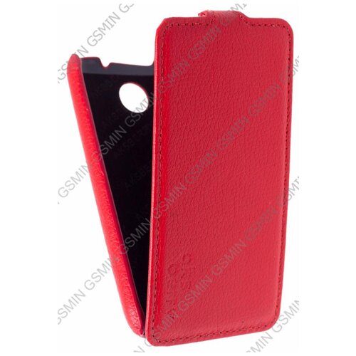 Кожаный чехол для Lenovo A376 Aksberry Protective Flip Case (Красный)