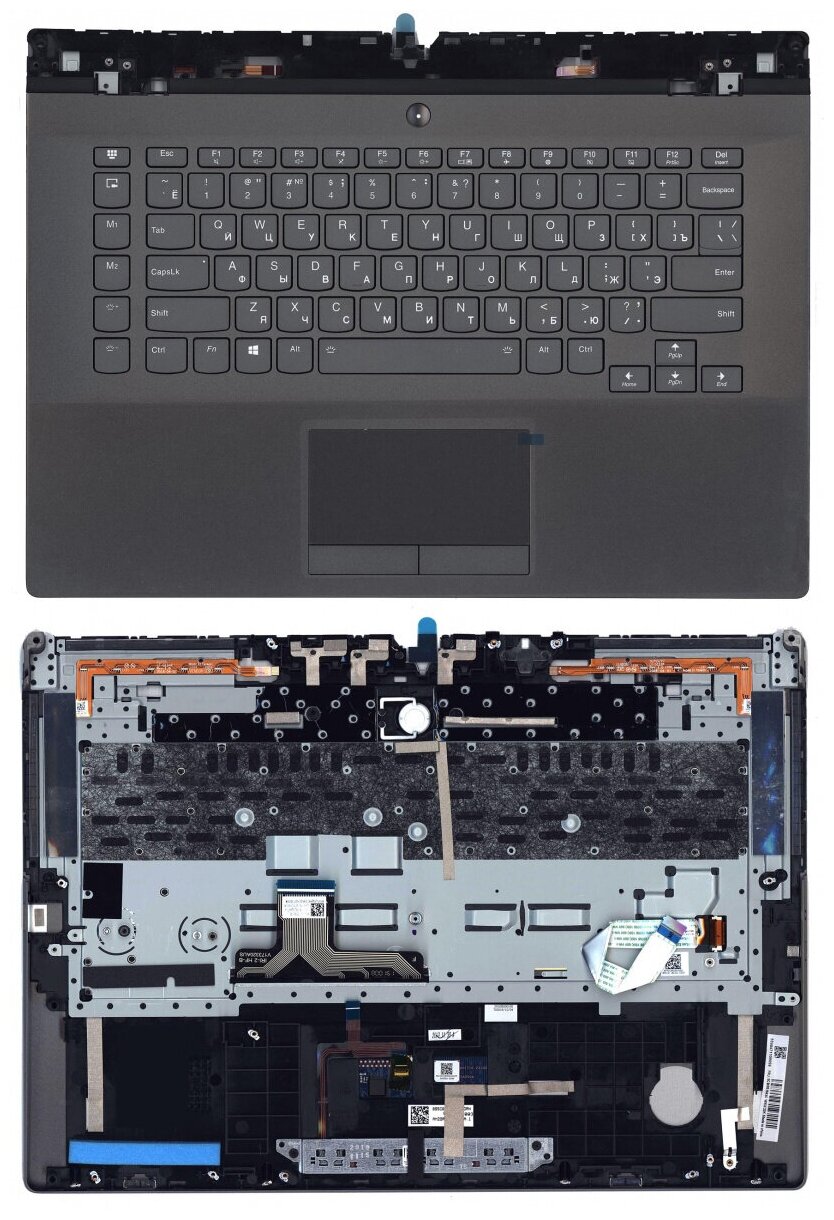 Клавиатура для ноутбука Lenovo Legion Y740-15IRH черная с черный топкейсом