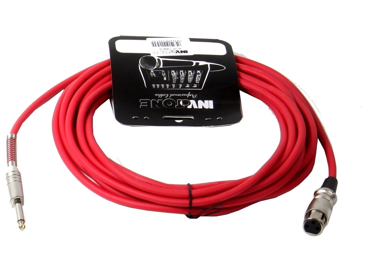 INVOTONE ACM1006/R - микрофонный кабель, 6,3 джек моно <-> XLR (мама), длина 6 м (красный)