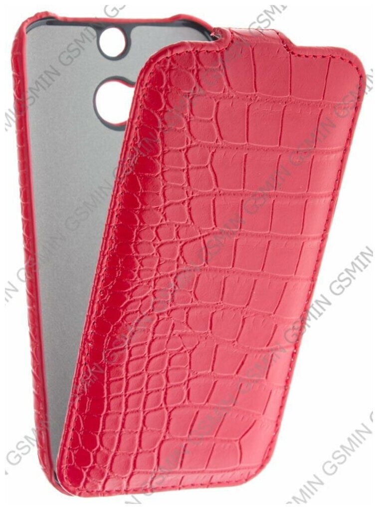 Кожаный чехол для HTC One 2 M8 Armor Case Crocodile (Красный)