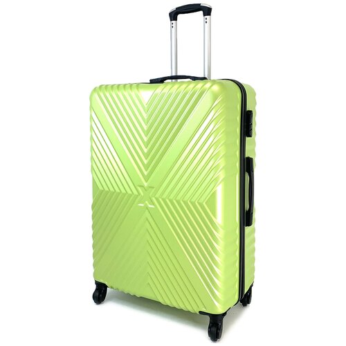 фото Пластиковый чемодан с узором x. цвет салатовый, размер m. съемные колеса feybaul