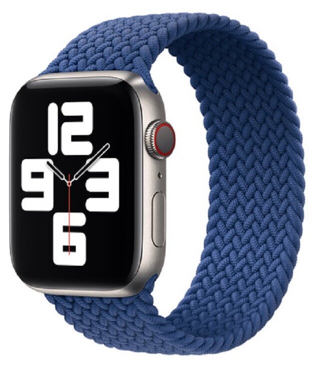 Монобраслет нейлоновый тканевый ремешок для умных часов Apple Watch Series 1-8 и Ultra - 42/44/45/49 мм (эпл вотч) размер М, синий