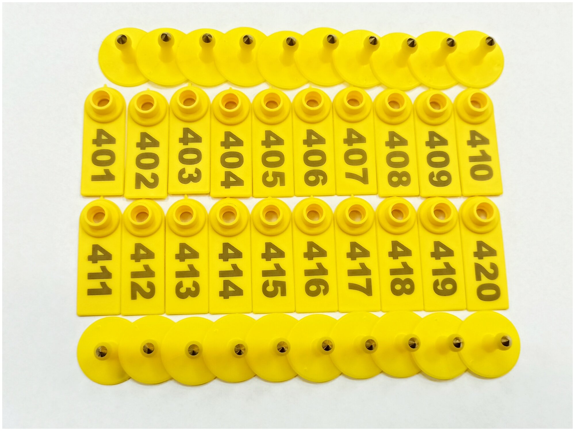 Бирка ушная желтая для маркировки животных 20 штук в наборе / Бирки ушные 51*18 мм комплект 20 шт