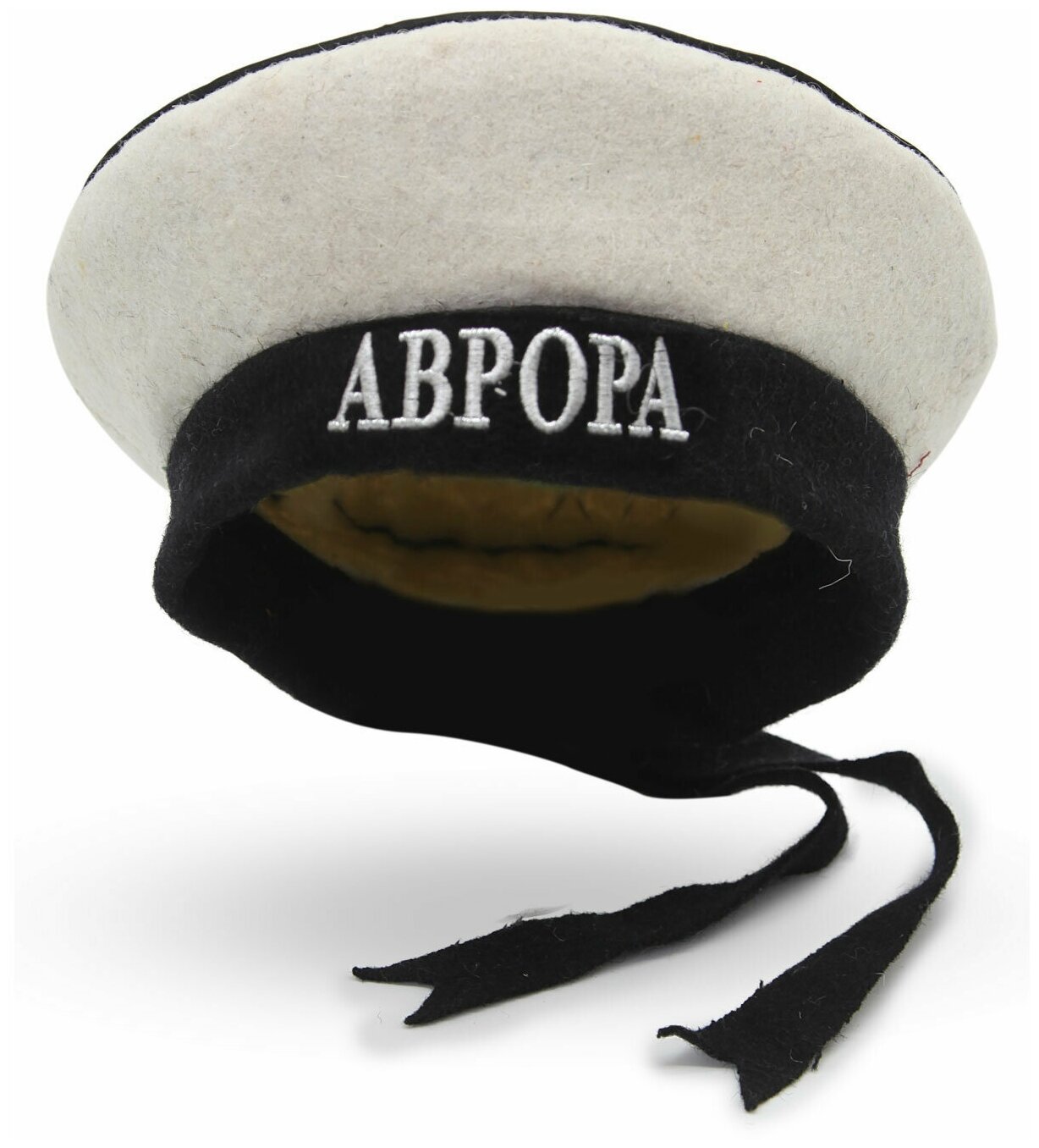 Шапка для бани БаняМания  Аврора  бескозырка  войлок  белая  с вышивкой