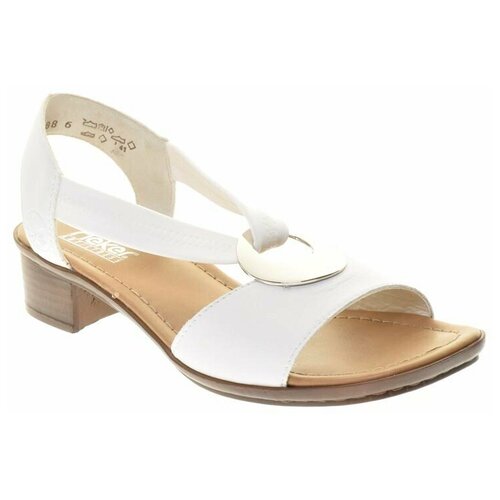 фото Босоножки rieker, натуральная кожа, размер 37, белый