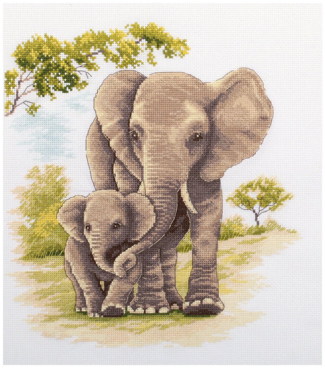 Набор для вышивания PANNA J-7208 Мать и дитя. Слоны 25.5 х 29 см