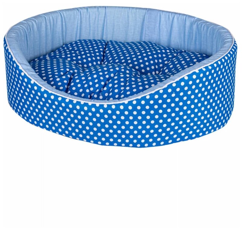 Лежак открытый с бортиком "Премиум" №3, хлопок, цвет: синий, 55х43х16 см