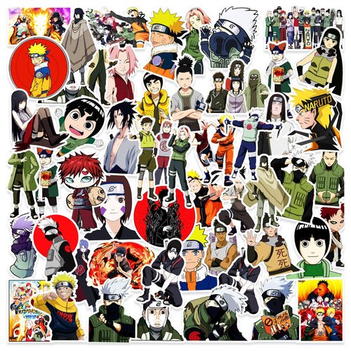 Наклейки Naruto / Наруто, Саске, Какаши, Шикамару, Гаара водостойкие 50шт (3-6см)