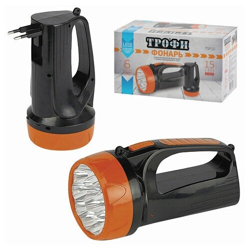 фото Фонарь-прожектор светодиодный трофи tsp10, комплект 5 шт., 15 х led, аккумуляторный, заряд от 220 v