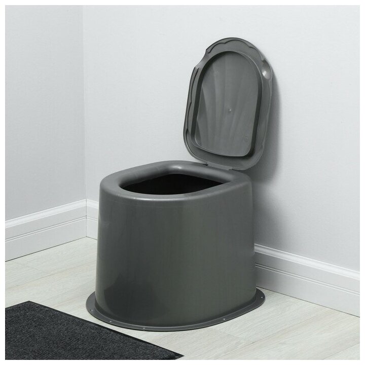 Туалет дачный, h = 35 см, без дна, с отверстиями для крепления к полу, серый - фотография № 2