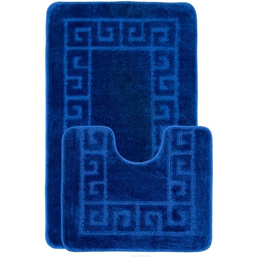 фото Набор ковриков для ванной и туалета 100*60+60*50 см. синий eurobano