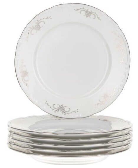 Набор тарелок десертных Thun "Констанция" декор "Серый орнамент, отводка платина" 17 см, 6 шт