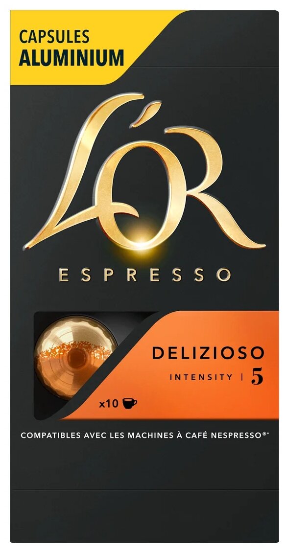Кофе в алюминиевых капсулах L'OR "Espresso Delizioso" для кофемашин Nespresso, комплект 5 шт., 10 порций, 4028608 - фотография № 1