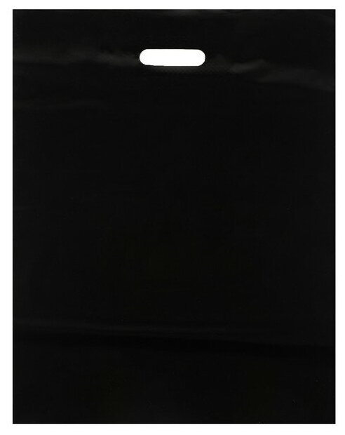 Пакет с прорубной ручкой черный, 30*20 см, 50 шт, 50 мкм. - фотография № 1