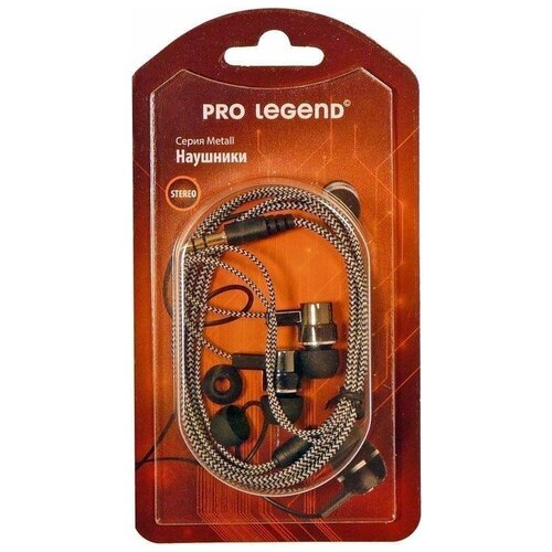 Наушники Pro Legend Sound PL5022 с микрофоном черные затычки, 6-23kHz, 102#3dB, 32Ом, шнур 1.2м