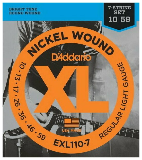 D'ADDARIO EXL110-7 Regular Light 10-59 струны для 7-струнной электрогитары