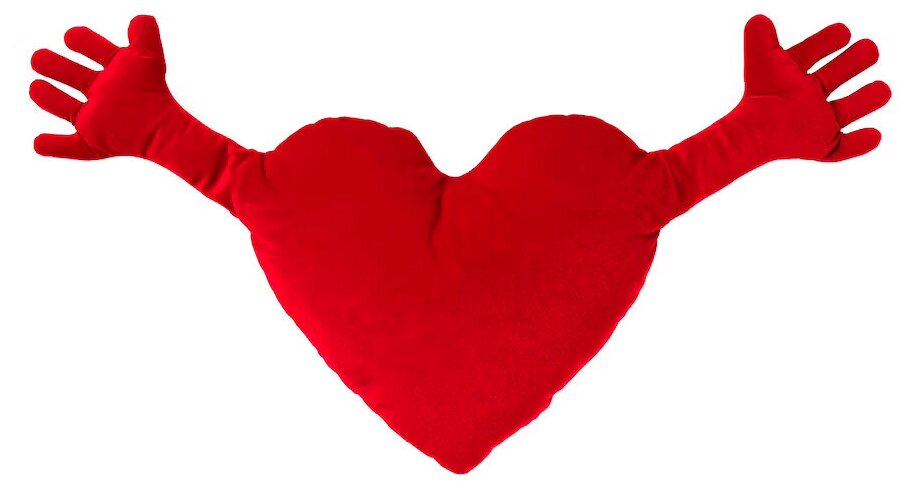 Декоративная подушка в виде сердца, красный, 40х101 см