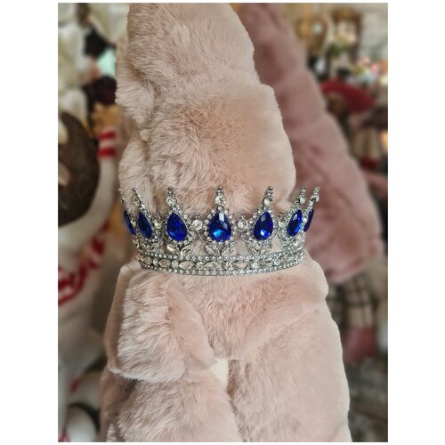 12640 Диадема серебристого цвета с синими стразами 5 см d 12 см Karlsbach