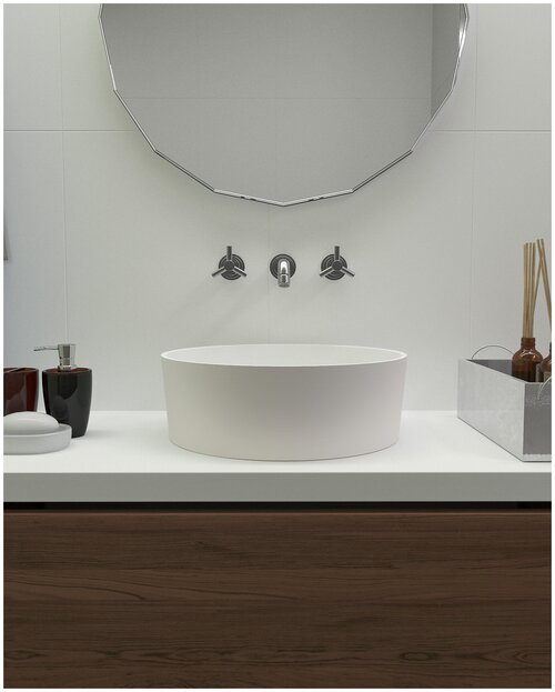 Раковина в ванную накладная Radostone Alba круглая белая матовая 405x405x135 мм