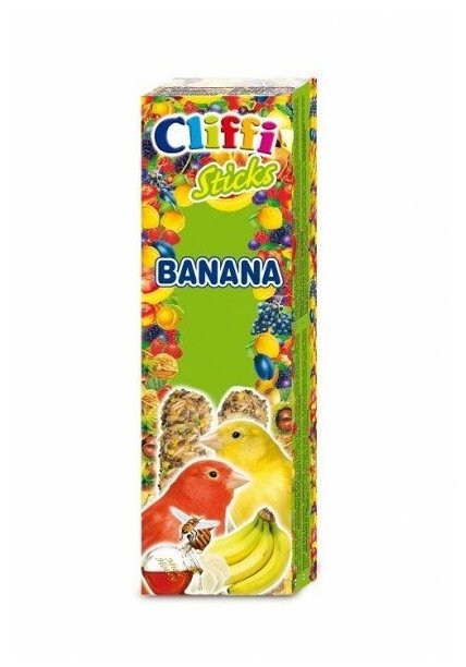 Cliffi - Лакомства для Канареек: палочки с бананом и медом (Sticks Canaries Banana and Honey) 60g