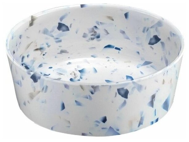 TARHONG Миска для животных "Terrazzo", бело-синий мрамор, 12.6х12.6х4.2см (350мл) - фотография № 1