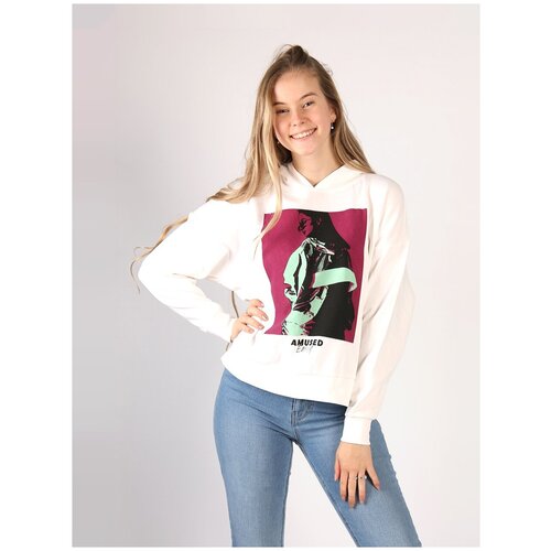 фото Only, джемпер-толстовка женский, цвет: белый, размер: s