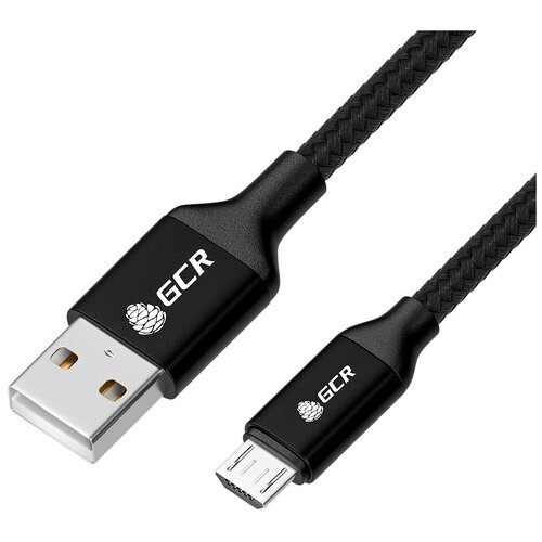 Нейлоновый 0.5м кабель GCR для быстрой зарядки смартфона AM MicroUSB Quick Charge 3.0 черный