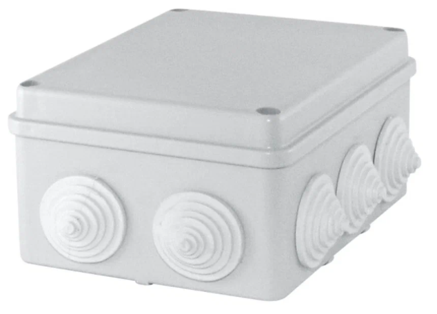 Коробка распределительная наружного монтажа размер 150х110х70 мм гермовводы 10шт IP55 цвет серый (комплект 2 шт)