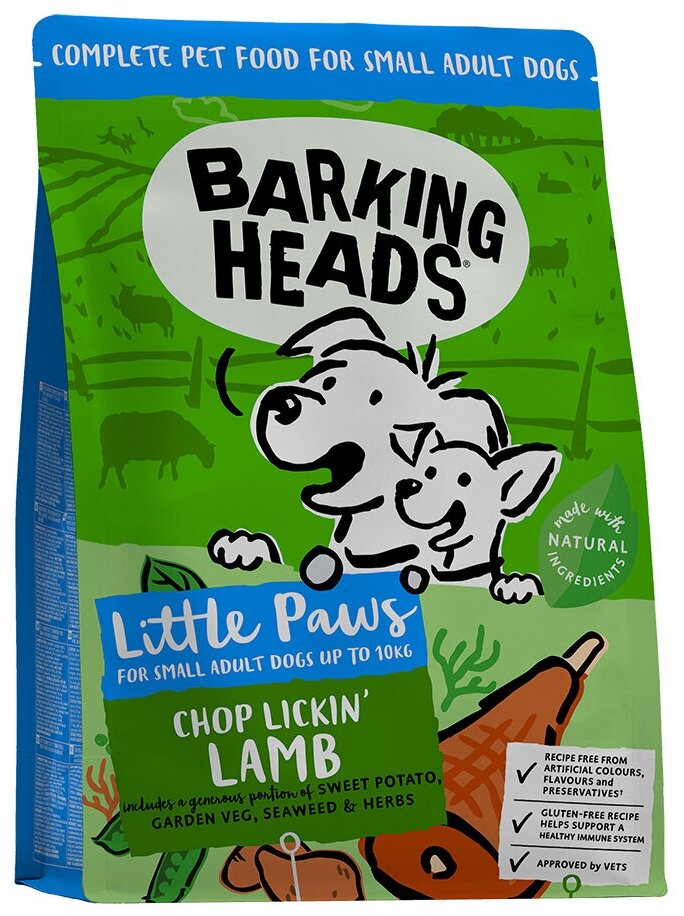 Корм Barking Heads для Собак Малых пород с Ягненком и рисом "Роскошная шевелюра для мелколапого" TPBHD1, 1.5 кг
