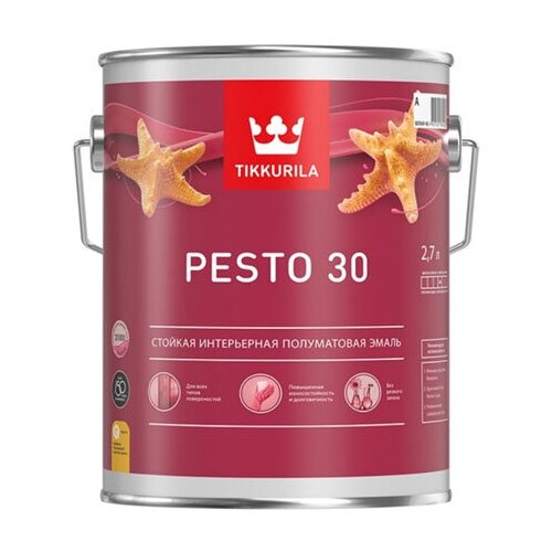 TIKKURILA PESTO 30 эмаль стойкая, алкидная, универсальная, полуматовая, база C (2,7л)