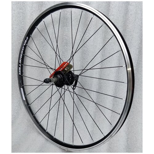 фото Колесо заднее 26" felgebieter, под трещетку 5/6/7 скоростей 135 мм, 32h, дисковый, под ротор 6 болтов / ободной v-brake, x82348