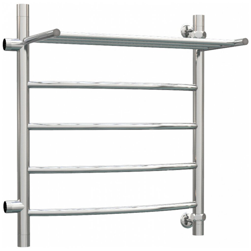 фото Водяной полотенцесушитель Роснерж Дуга L104101 60x50 с полкой и боковым подключением 320, левый