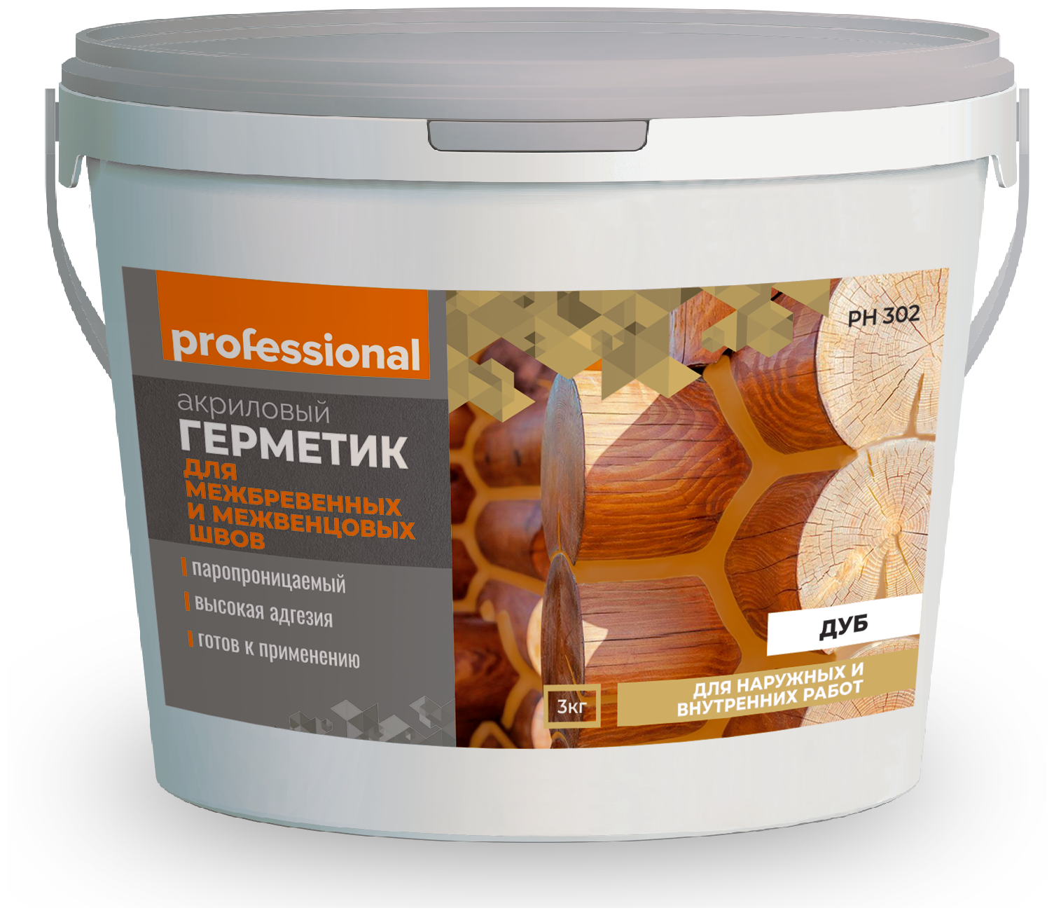 Герметик для дерева теплый шов Professional, цвет Дуб 3кг