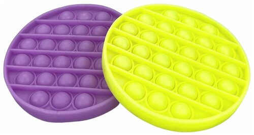 Pop It, вечная пупырка антистресс, развивающая игрушка-фиджет, набор из 2 штук, фиолетовый, салатовый, размер - 12,5 х 12,5 х 1,5 см