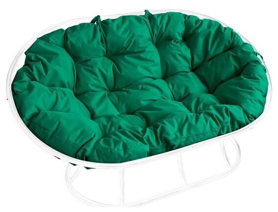 Диван m-group мамасан белый, зеленая подушка - фотография № 1