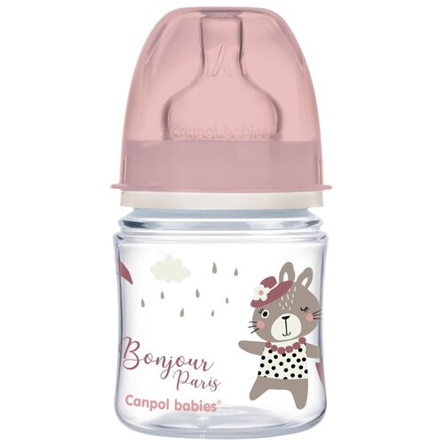 Canpol Babies Бутылочка антиколиковая с широким горлом PP EasyStart Bonjour Paris, 120 мл, с рождения, розовый canpol babies бутылочка антиколиковая с широким горлом easystart toys 120 мл с рождения розовый